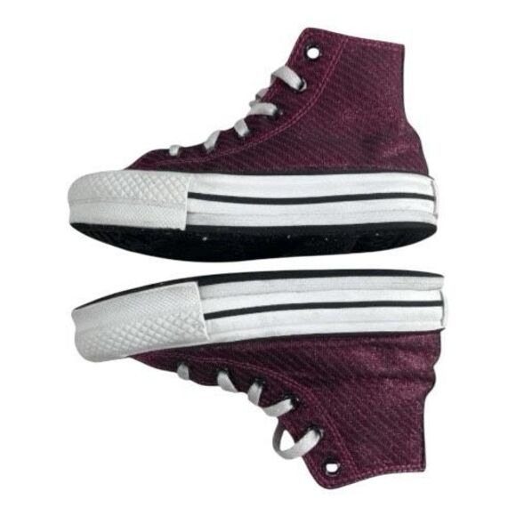 Converse Platform Lift Girls Purple Shimmering Sneakers Size 12Y Hi Top Lace Up - Picture 5 of 11